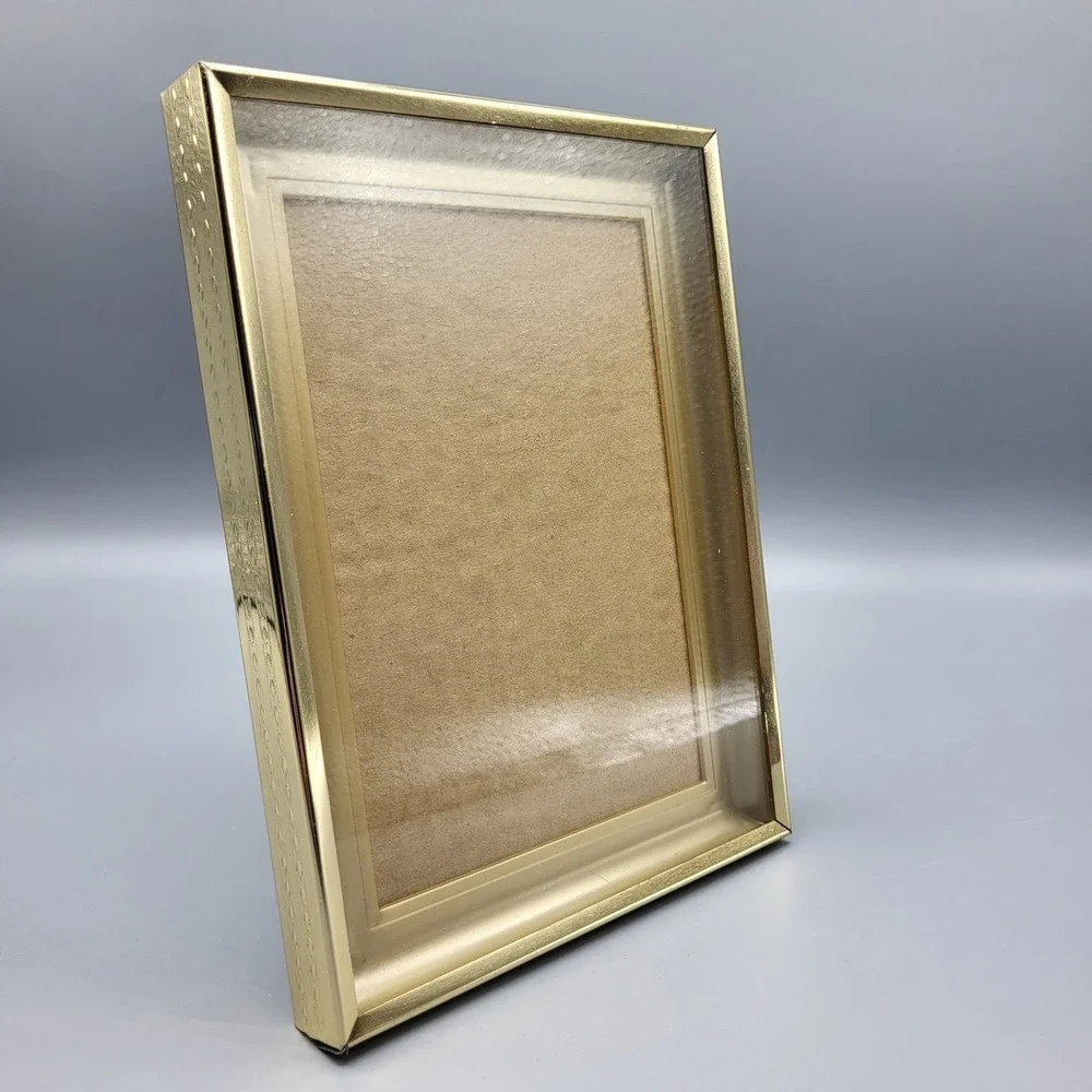 Vintage Picture Frame 5x7 Ornate Embossed Edge Gold Tone Metal